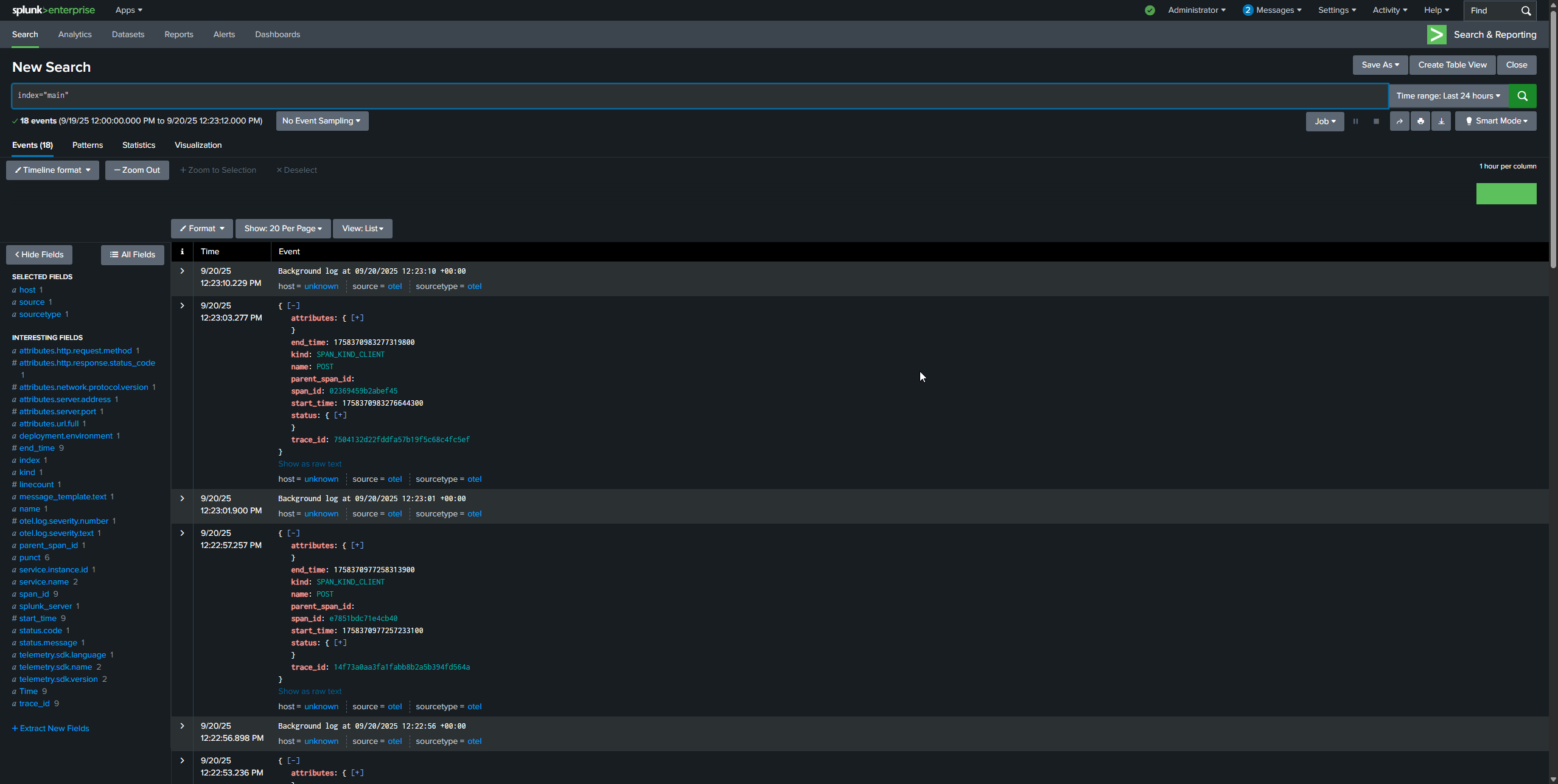 Example of Splunk integration